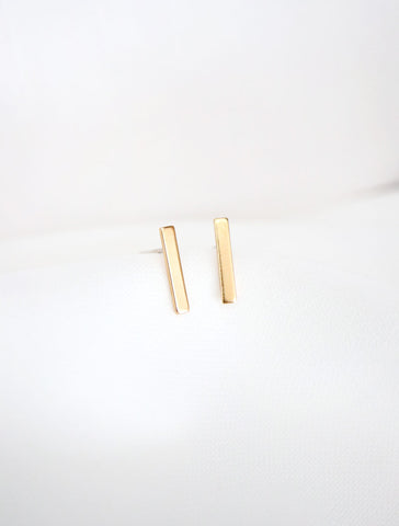 gold filled bar stud earrings