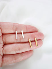 silver and gold bar stud earrings