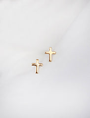 tiny gold filled cross stud earrings