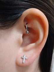 silver cross studs modelled